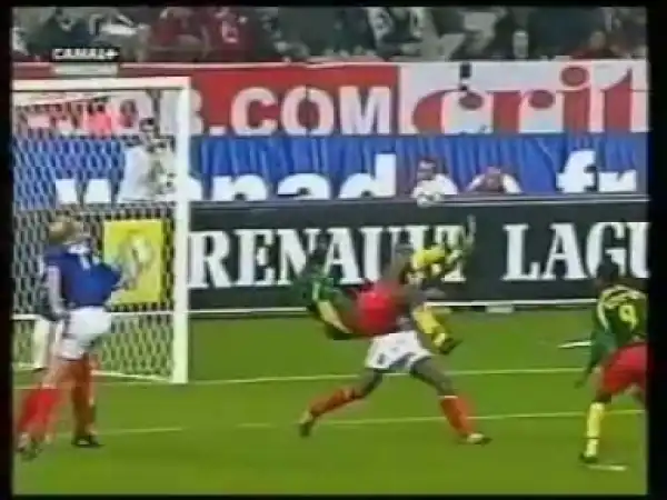 Video: Before Ronaldo: Watch Patrick Mboma’s Overhead Kick For Cameroon